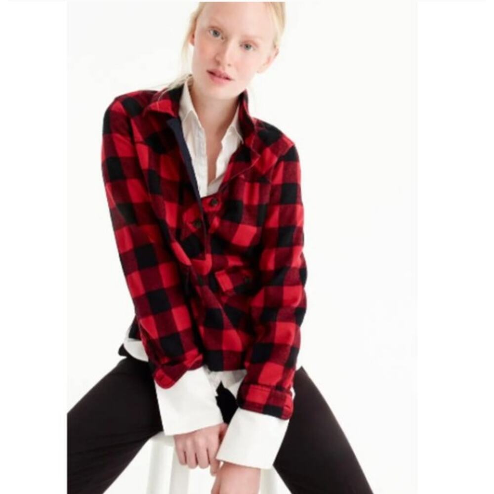 J. Crew Red Buffalo Check Shirt-Jacket Size Small